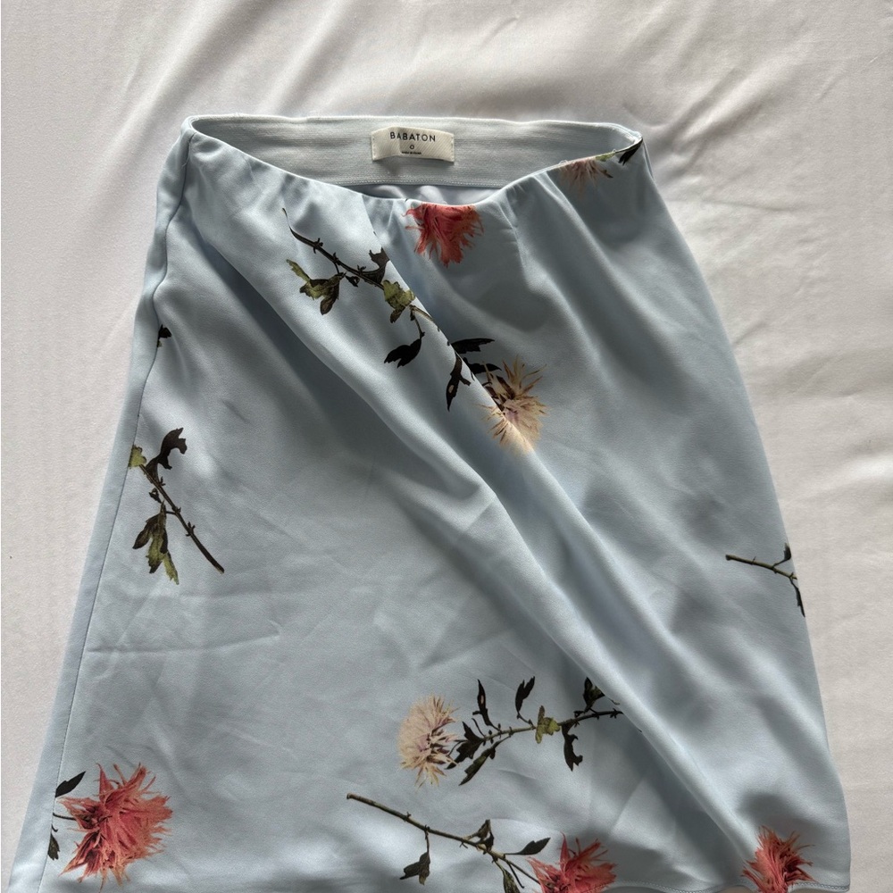 Babaton Blue Midi A-Line Skirt for Casual Resort Wear